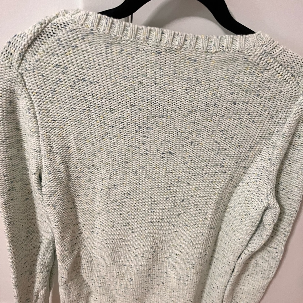 Talbots Ivory Green Knit Crewneck Sweater